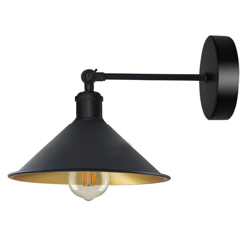 LEDSONE Vintage Wandlampe Schwarz | Verstellbare ~3768