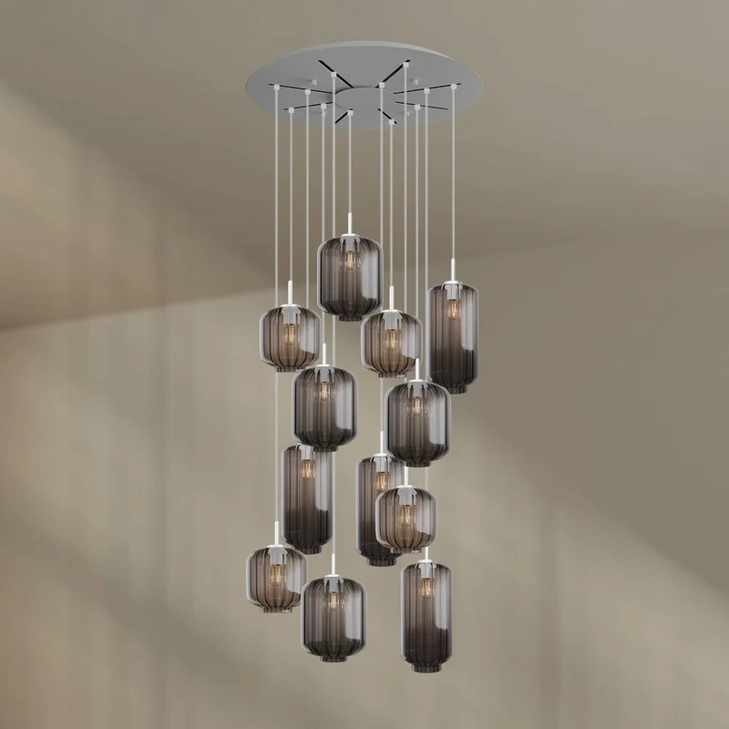 s.luce Velo Galerielampe 12-flammig Ø 80cm Baldachin Ø 18/20/25cm