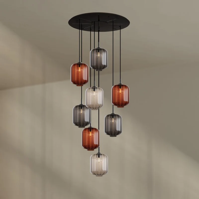 s.luce Velo 8-flammige Galerielampe Ø 80cm Baldachin Ø 25cm