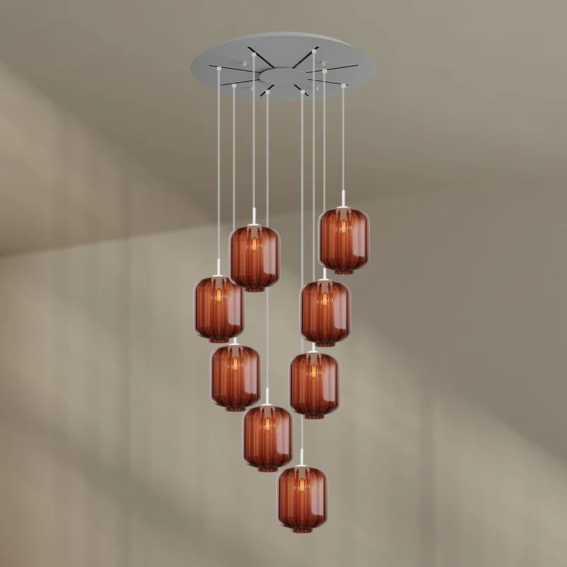s.luce Velo 8-flammige Galerielampe Ø 80cm Baldachin Ø 25cm