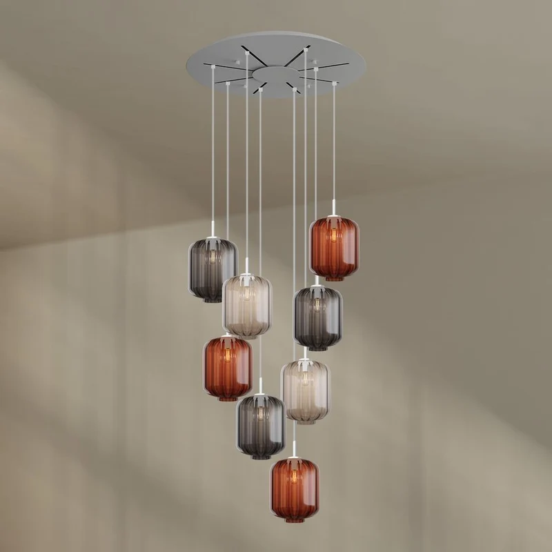 s.luce Velo 8-flammige Galerielampe Ø 80cm Baldachin Ø 25cm