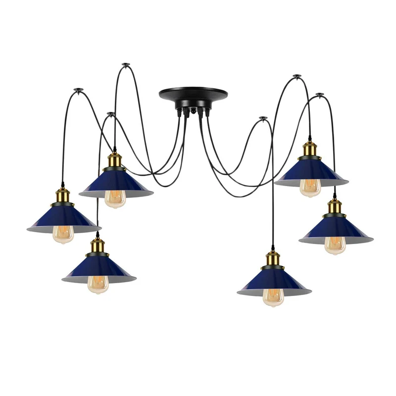 Mehrkopf Industrial Pendelleuchte | 1-9 flammig Spinnen Hängelampe blau~4047