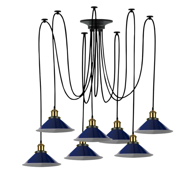 Mehrkopf Industrial Pendelleuchte | 1-9 flammig Spinnen Hängelampe blau~4047