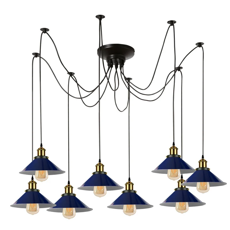 Mehrkopf Industrial Pendelleuchte | 1-9 flammig Spinnen Hängelampe blau~4047
