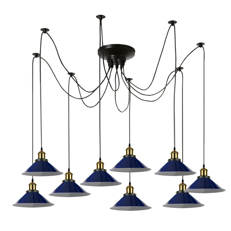 Mehrkopf Industrial Pendelleuchte | 1-9 flammig Spinnen Hängelampe blau~4047
