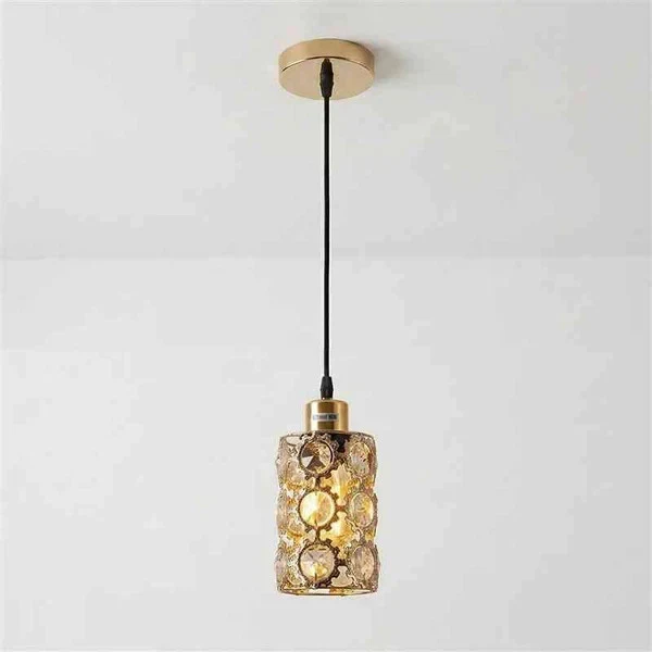 Vintage Hängelampe Gold Kristall | Boho Sonnenblume Pendelleuchte ~4035