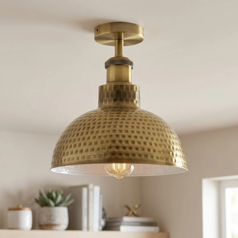 Gehämmerte Deckenlampe Küche – Vintage Barlampe Industrie Gastk | Ø 26cm | E27 ~4080