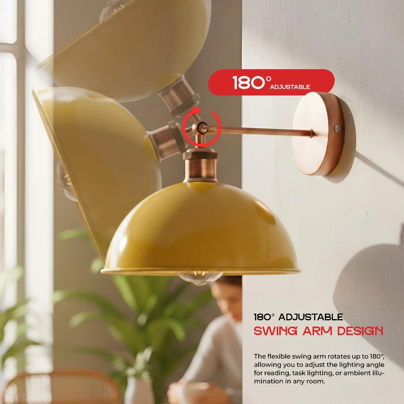 Wandlampe Vintage 180° verstellbar | E27 Wandleuchte ~4020