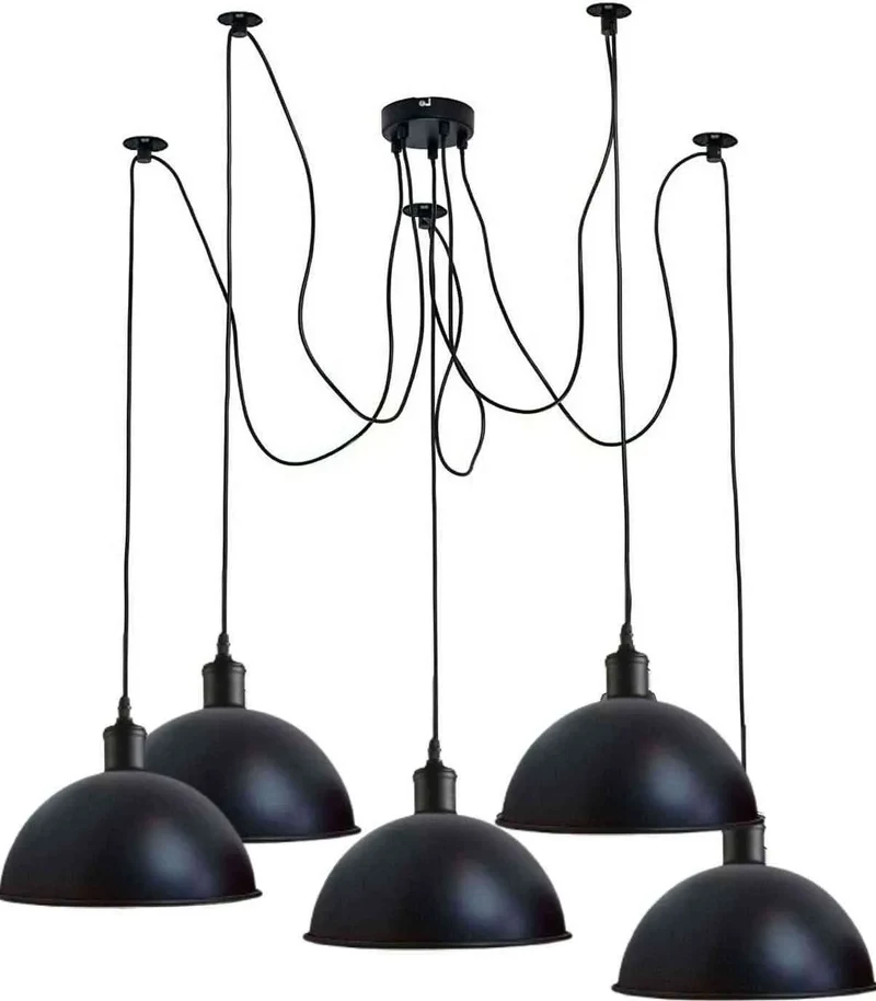 5-flammige Affenschaukel – Dezentrale Hängelampe Schwarz E27 | Ø 21cm | E27 ~3955