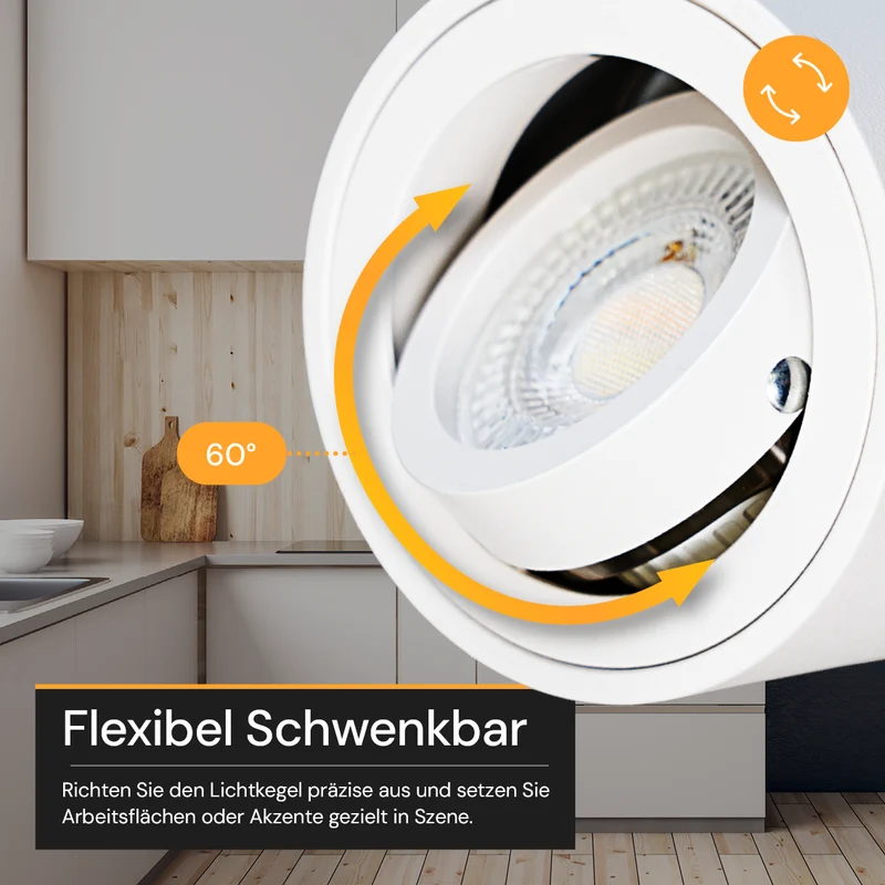 LED Aufbauspot, 7 W, 670 lm, 3CCT, dimmbar, schwenkbar, Aluminium, weiß