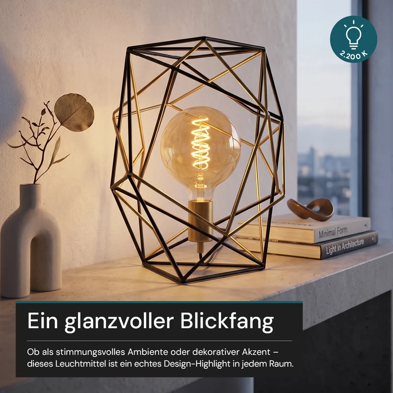 LED Filament Leuchtmittel, BULB, G125, E27, 4 W, 265 lm, 2200K, dimmbar