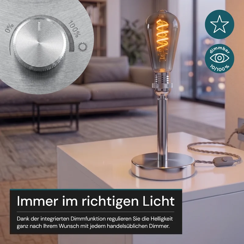 LED Filament Leuchtmittel, SPIRAL, ST64, E27, 4 W, 265 lm, 1800K, dimmbar
