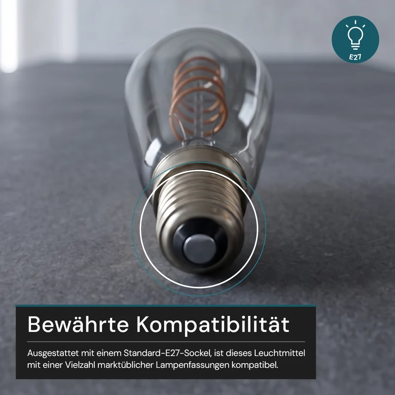 LED Filament Leuchtmittel, SPIRAL, ST64, E27, 4 W, 265 lm, 1800K, dimmbar