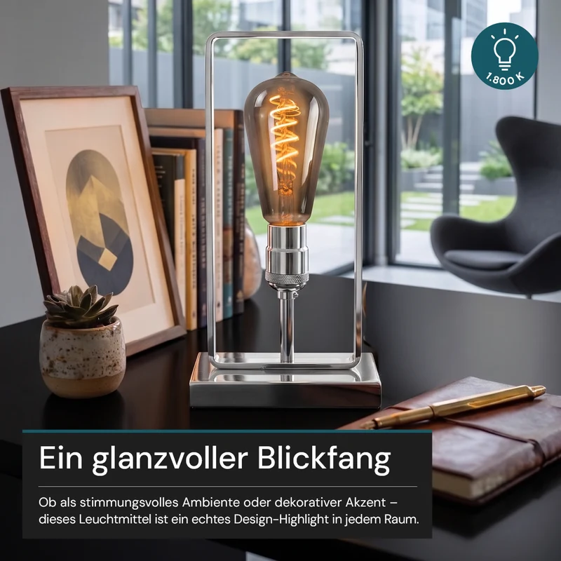 LED Filament Leuchtmittel, SPIRAL, ST64, E27, 4 W, 265 lm, 1800K, dimmbar