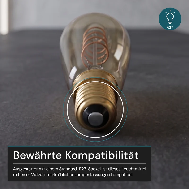 LED Filament Leuchtmittel, SPIRAL, ST64, E27, 4 W, 265 lm, 2200K, dimmbar