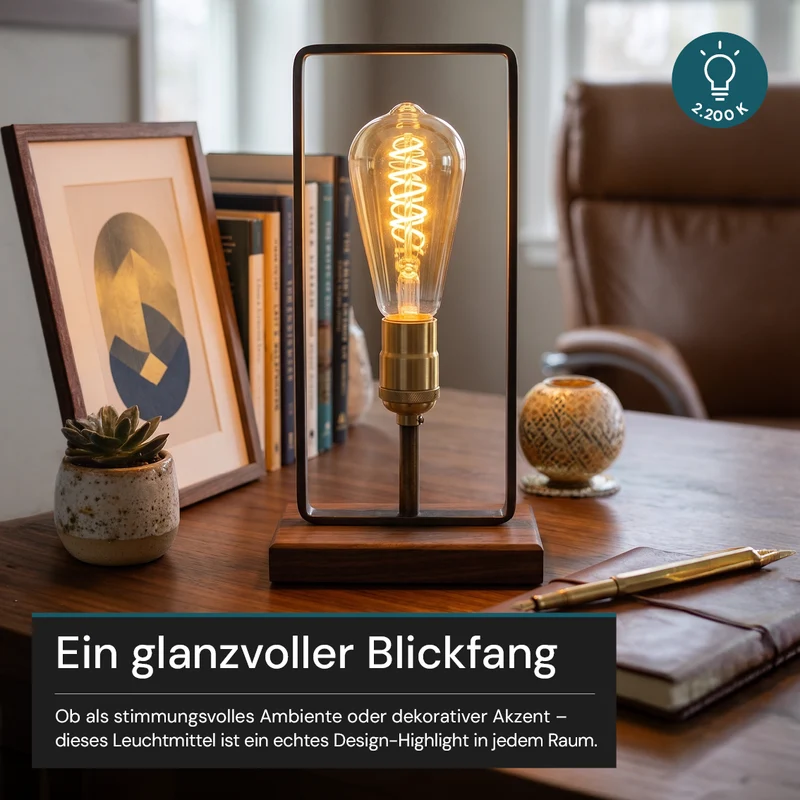 LED Filament Leuchtmittel, SPIRAL, ST64, E27, 4 W, 265 lm, 2200K, dimmbar
