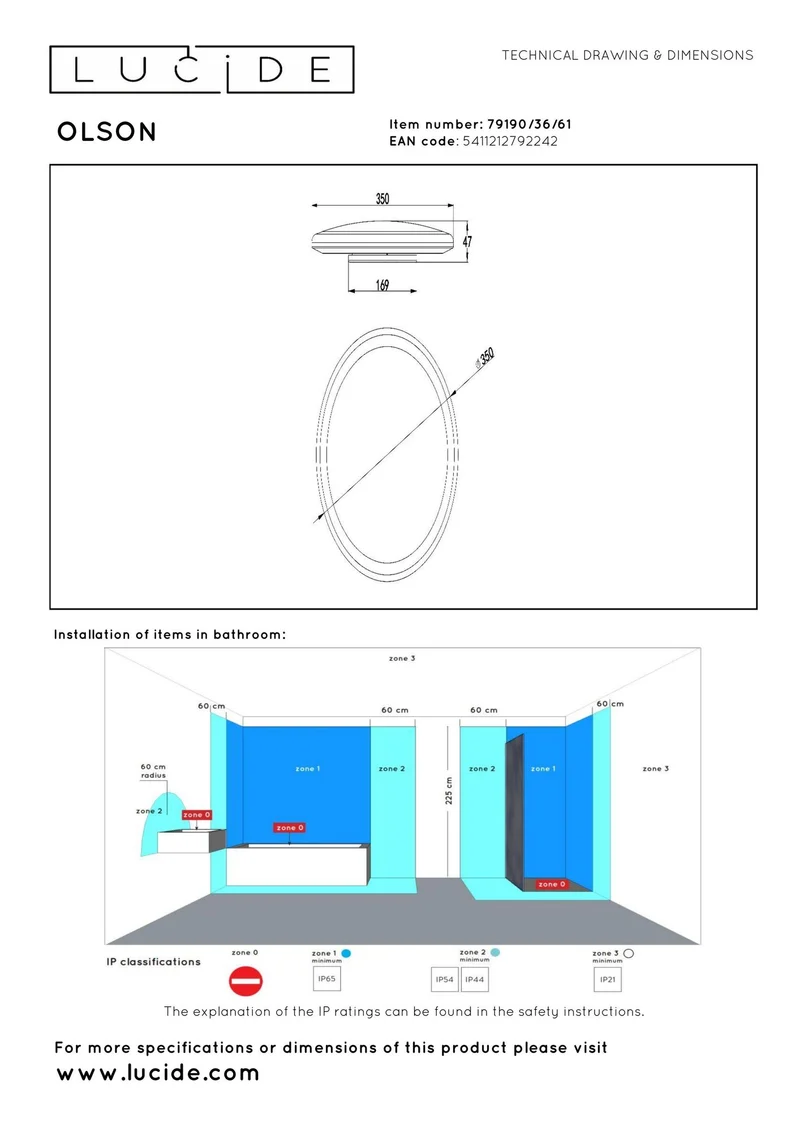 LED-Bad-Deckenleuchte Olson IP44 CCT 3000-6500K Ø35cm