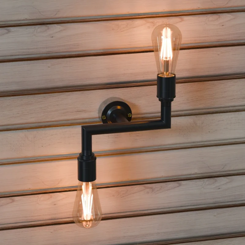 Industrie 2-fach Leerrohr Decken Wandlampe Schwarz 2-im1 Kombi Leuchte E27 ~3748