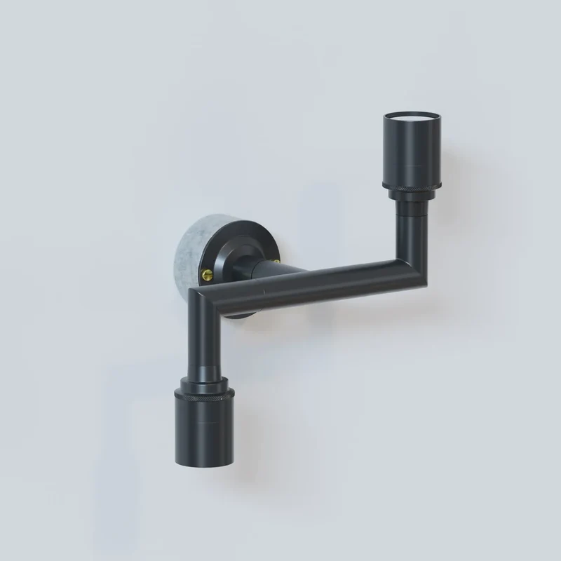 Industrie 2-fach Leerrohr Decken Wandlampe Schwarz 2-im1 Kombi Leuchte E27 ~3748