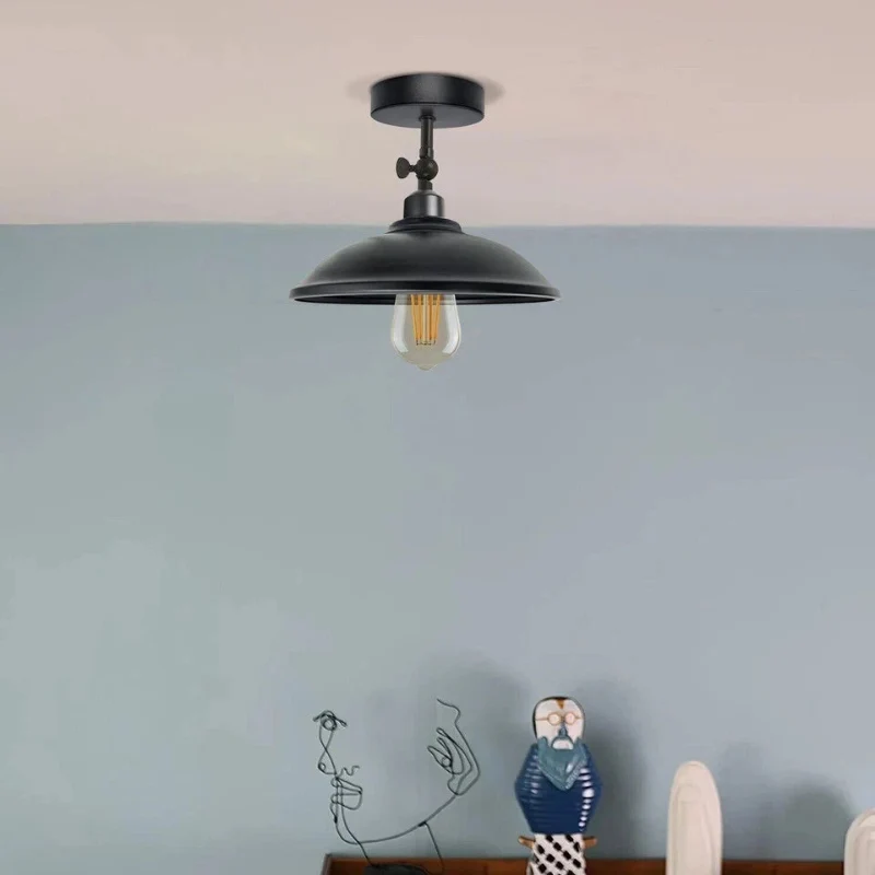 Industrial Flush Mount Deckenlampe Schwarz Retro Metall ~3727