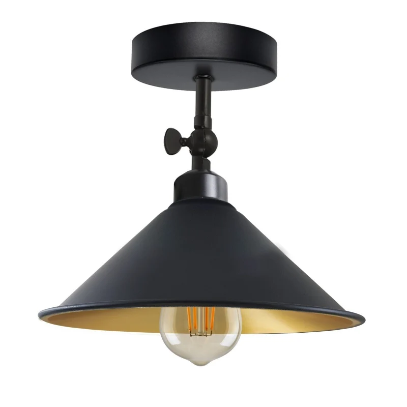 Industrial Flush Mount Deckenlampe Schwarz Retro Metall ~3727