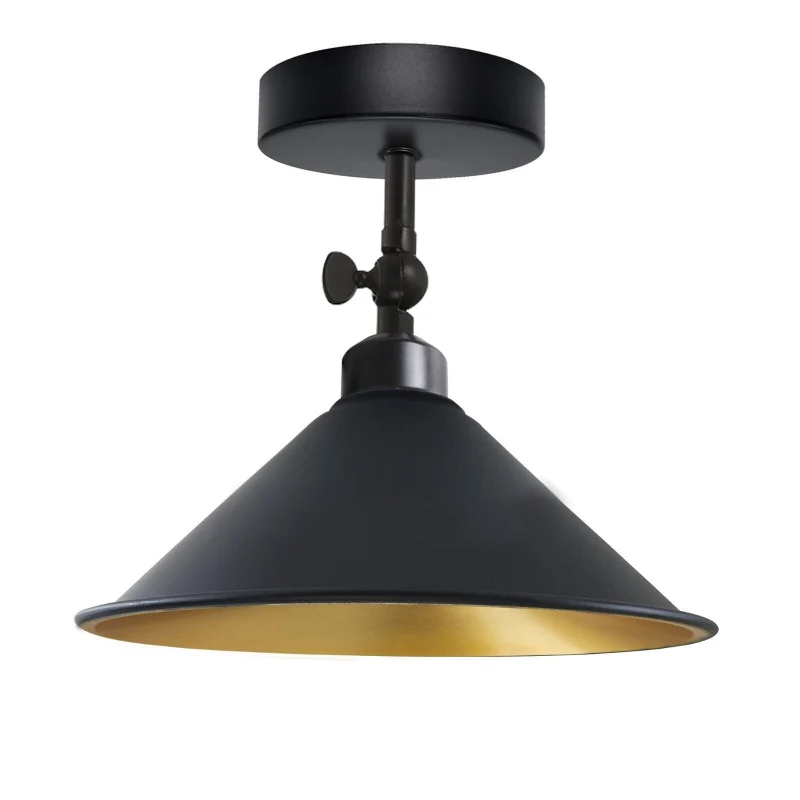 Industrial Flush Mount Deckenlampe Schwarz Retro Metall ~3727