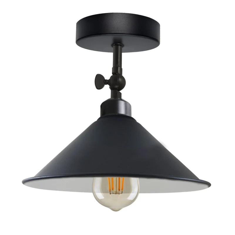 Industrial Flush Mount Deckenlampe Schwarz Retro Metall ~3727