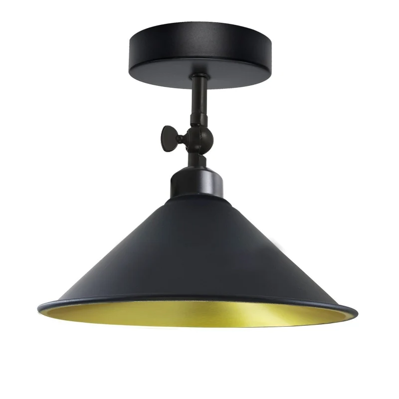 Industrial Flush Mount Deckenlampe Schwarz Retro Metall ~3727
