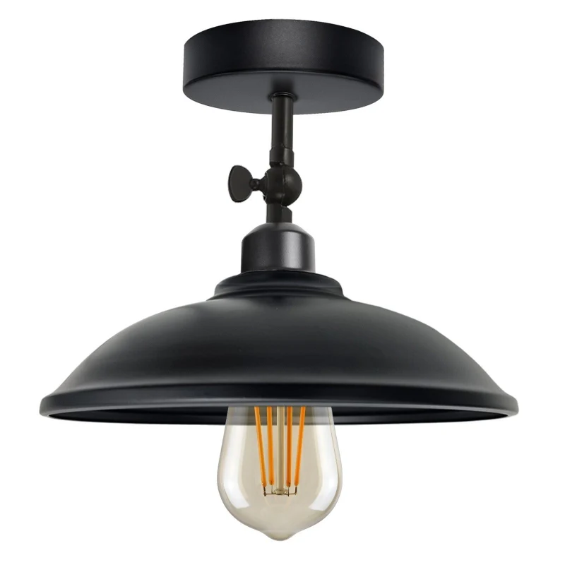 Industrial Flush Mount Deckenlampe Schwarz Retro Metall ~3727