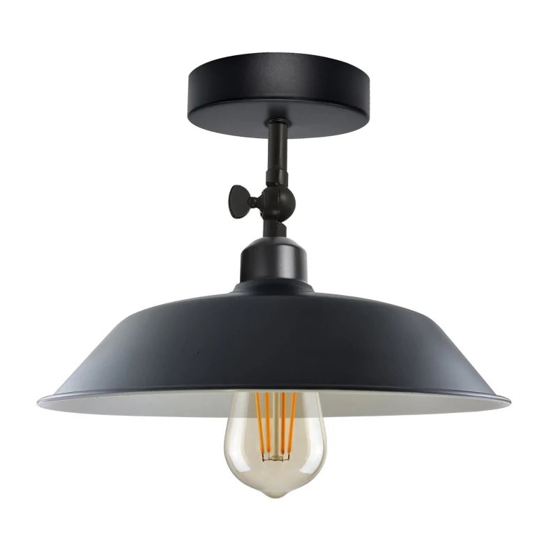 Industrial Flush Mount Deckenlampe Schwarz Retro Metall ~3727