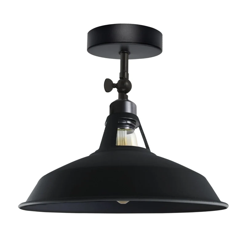 Industrial Flush Mount Deckenlampe Schwarz Retro Metall ~3727