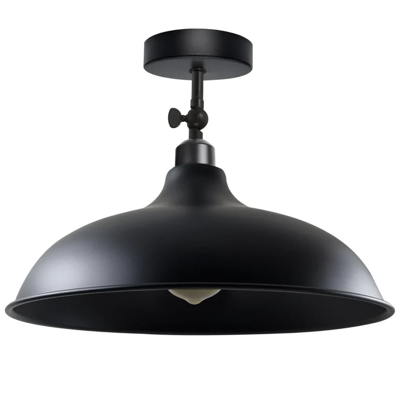 Industrial Flush Mount Deckenlampe Schwarz Retro Metall ~3727