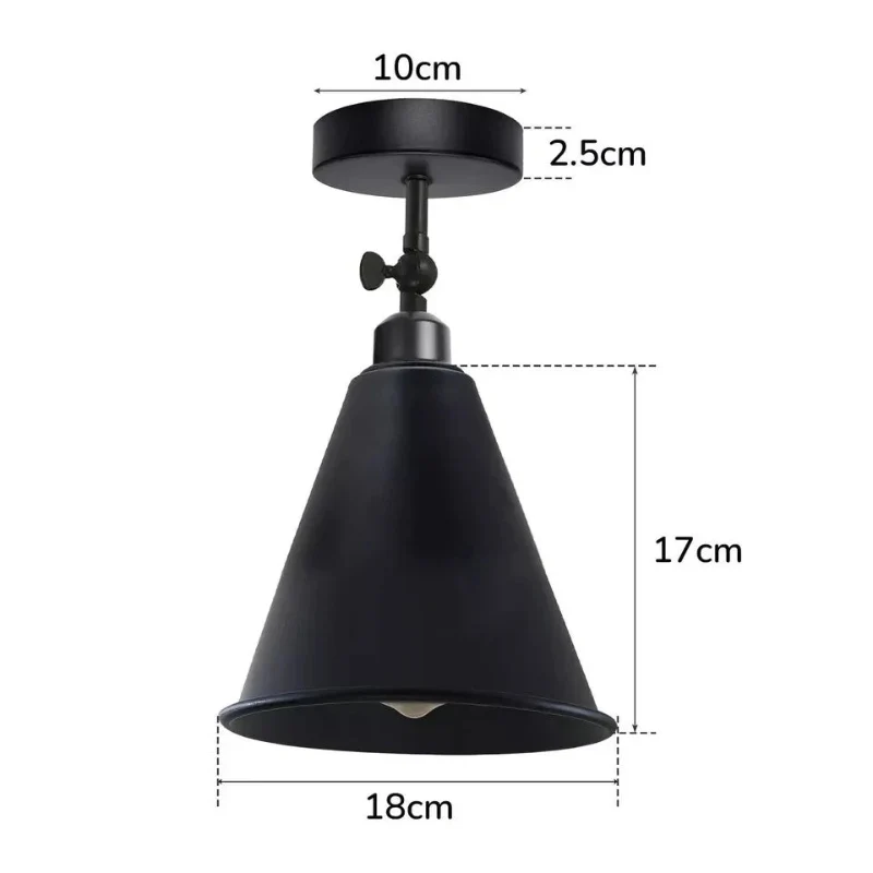 Industrial Flush Mount Deckenlampe Schwarz Retro Metall ~3727
