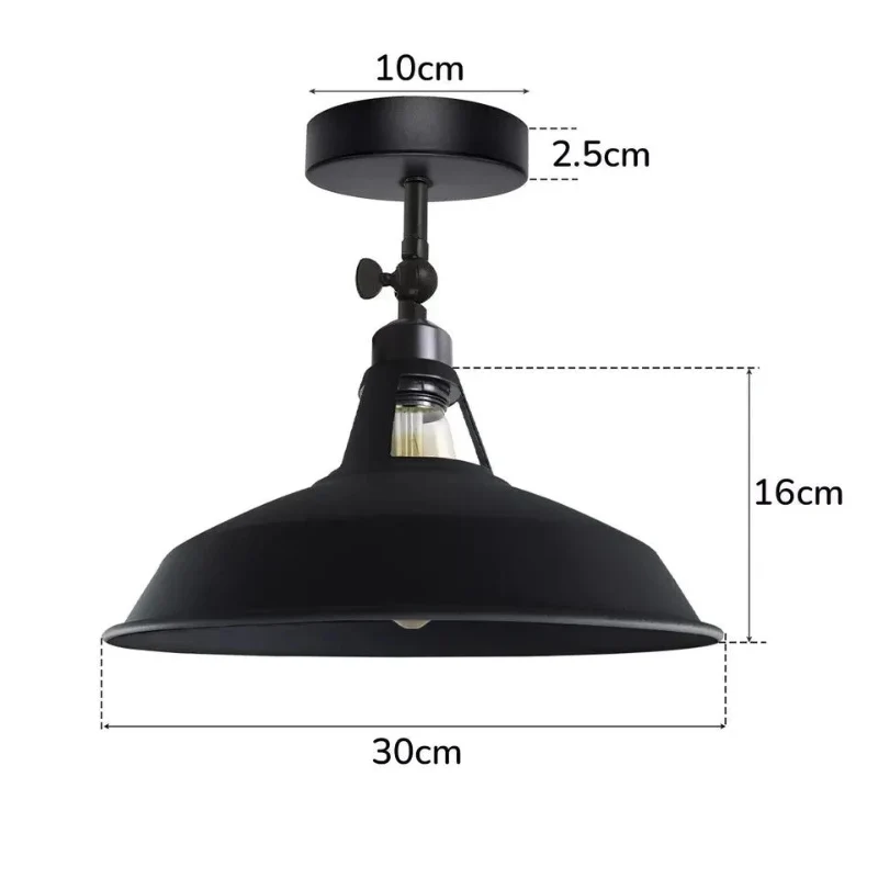 Industrial Flush Mount Deckenlampe Schwarz Retro Metall ~3727
