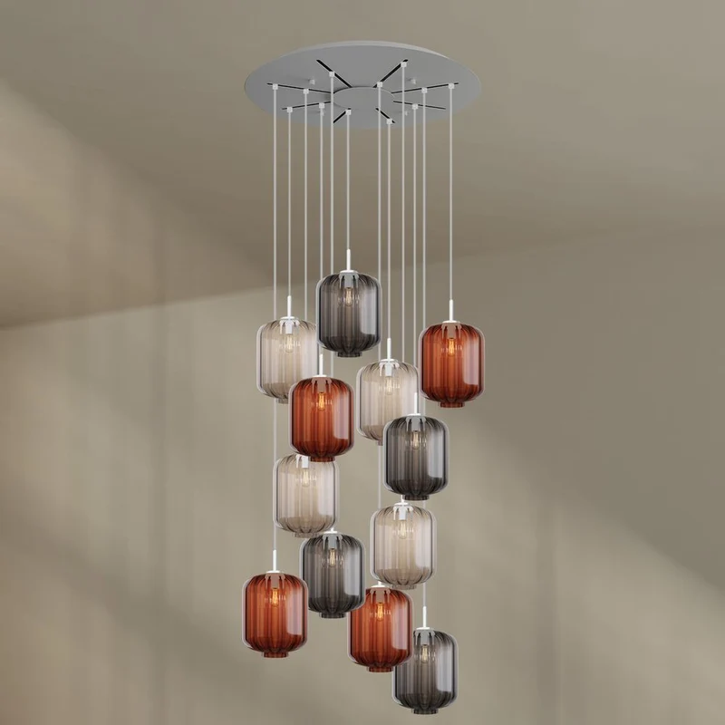 s.luce Velo 12-flammige Galerieleuchte Ø 80cm Baldachin Ø 20cm