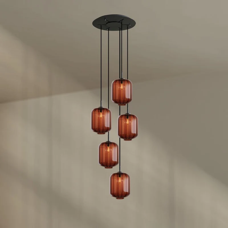 s.luce Velo Galerie-Hängelampe 5-flammig Ø 60cm Baldachin Ø 25cm