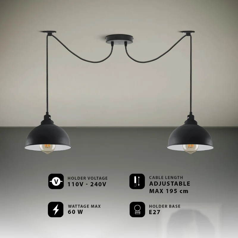 Industrie Hängeleuchte Schwarz Vintage Pendelleuchte ~3989