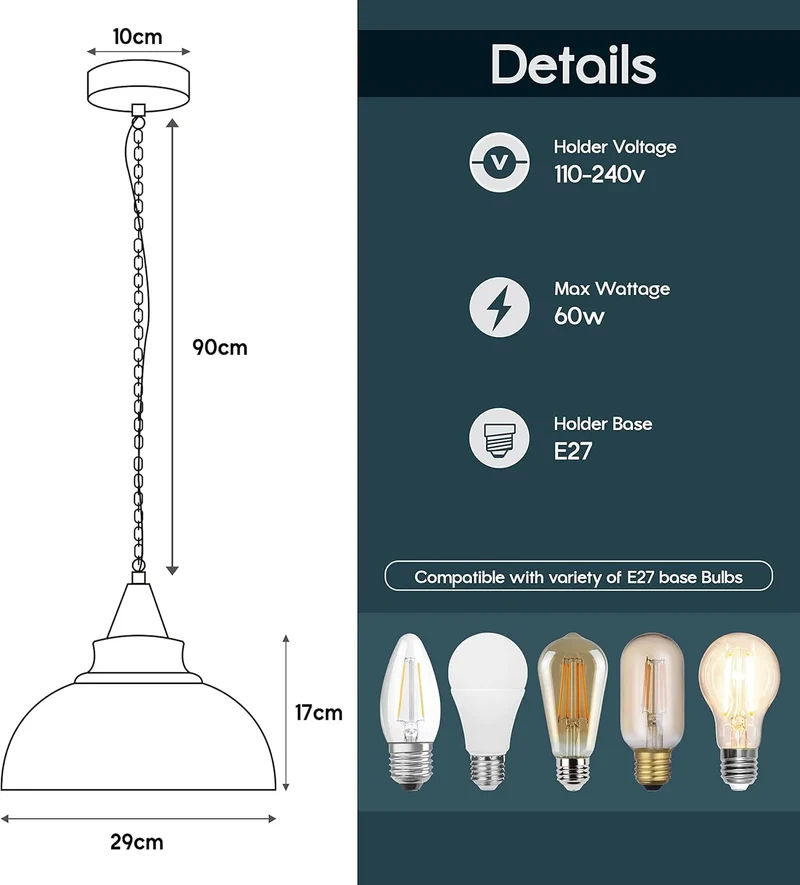 Landhausstil Ketten-Pendelleuchte Rustikal Esstisch E27 ~3882