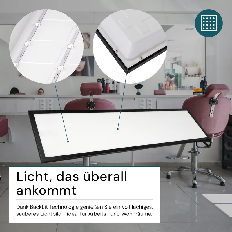 LED-Panel, Backlit, 120x30 cm, schwarz, 36W, 3600lm, 4000K