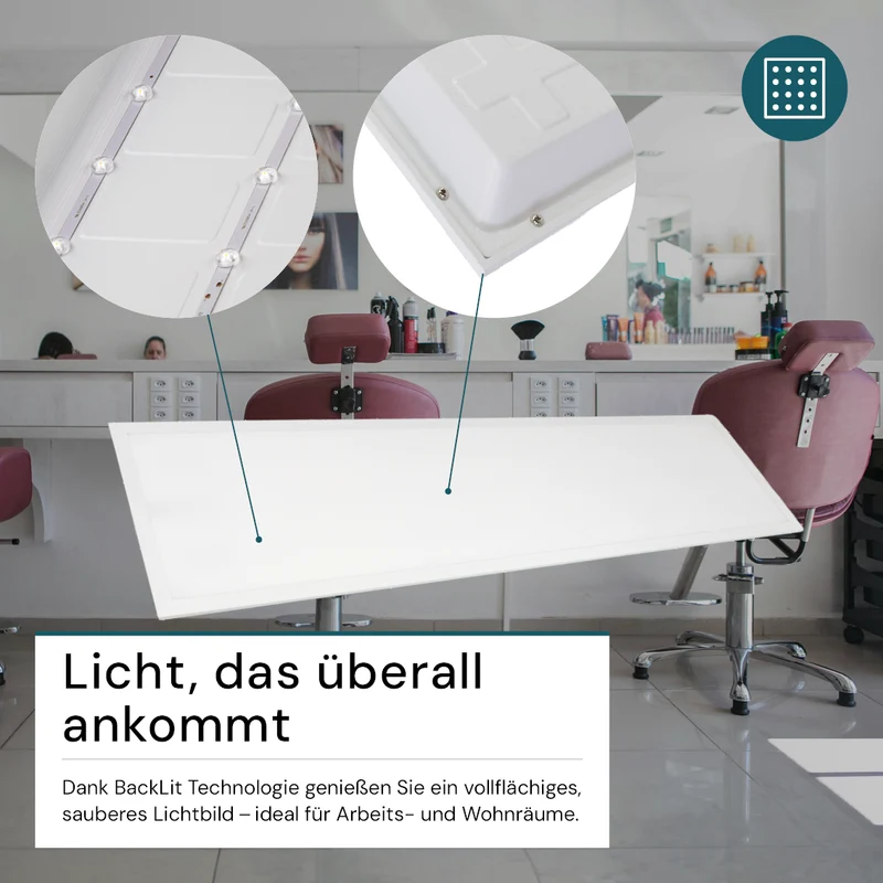 2er Pack LED BackLit Panel, 120x30 cm, CRI98, 40W, 4000lm, 4000K