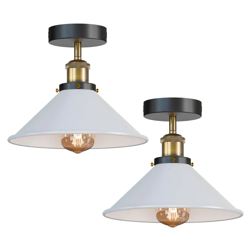2er Pack Werkstattlampe – Industrie Deckenleuchte Bündig | Ø22cm | E27 ~3945