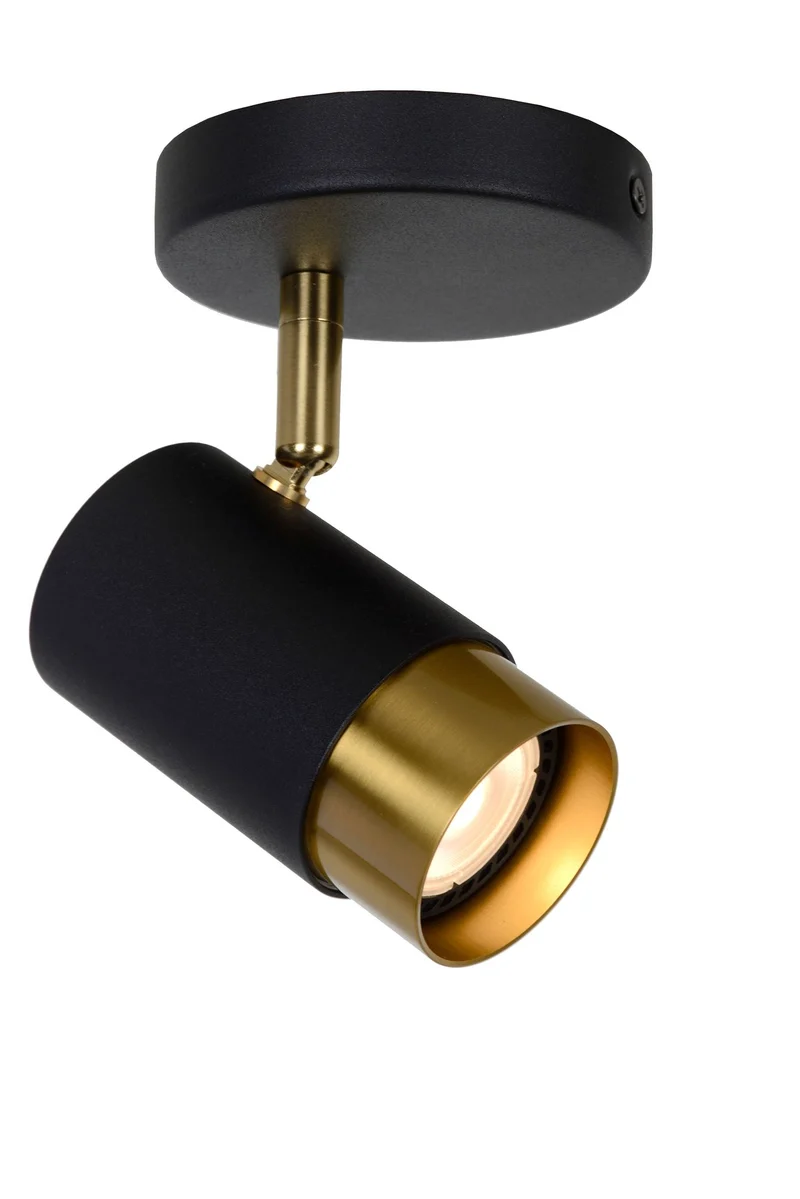 Deckenspot Floris 1-flammig schwenkbar Schwarz/Messing GU10