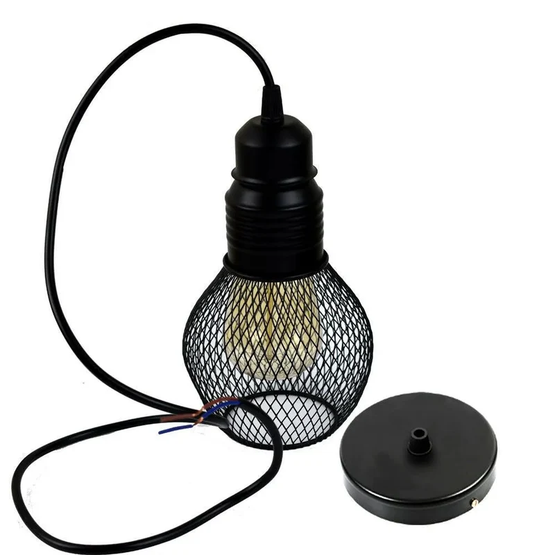 Industrie Gitter Pendelleuchte Schwarz Netz-Schirm E27 ~3747