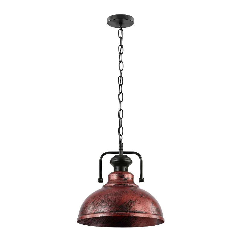 Vintage Pendelleuchte Ø29cm – Kupfer & Rustik Rot ~3722