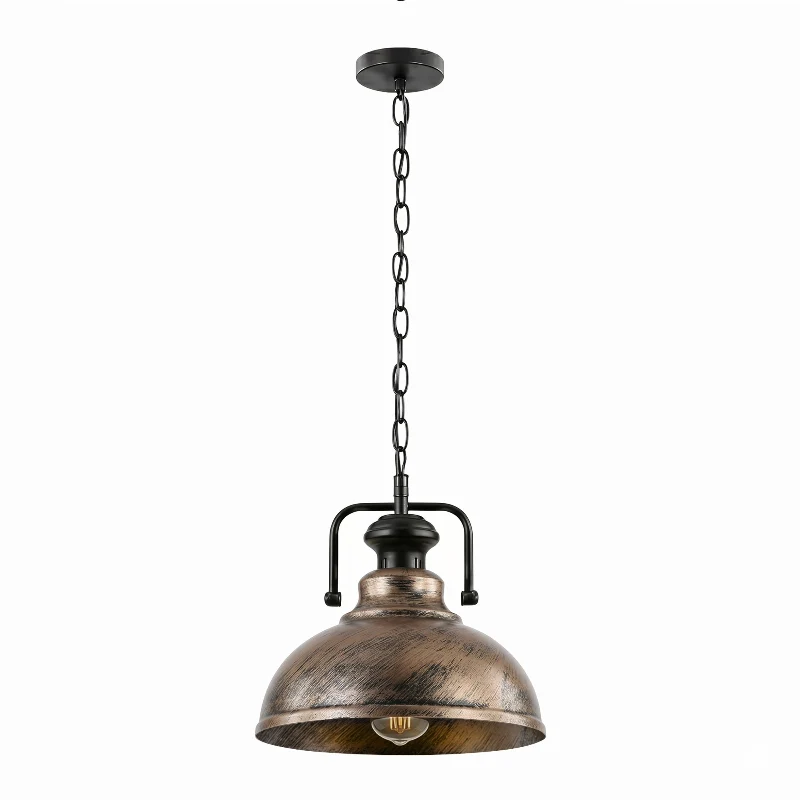 Vintage Pendelleuchte Ø29cm – Kupfer & Rustik Rot ~3722
