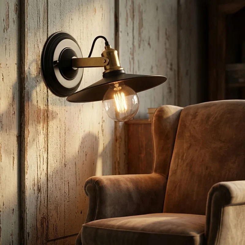 Industrie Wand- & Deckenleuchte Schwarz Gold E27 | 2-in-1 verstellbare Lampe~3741