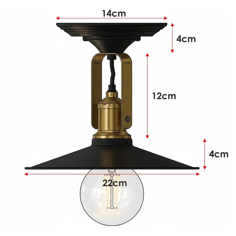 Industrie Wand- & Deckenleuchte Schwarz Gold E27 | 2-in-1 verstellbare Lampe~3741