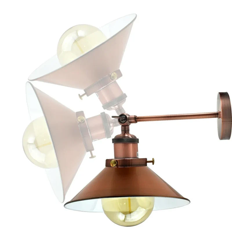 LEDSone Verstellbare Industrie-Wandleuchte | Retro Kegelform, E27~3732