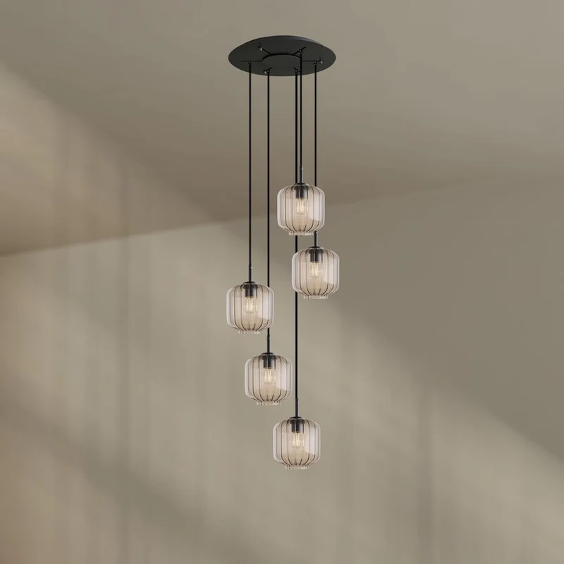 s.luce Velo 5-flammige Galerieleuchte Ø 60cm Baldachin Ø 20cm