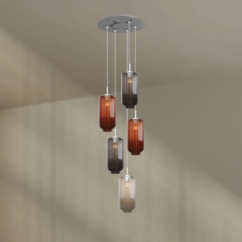 s.luce Velo Galerieleuchte 5-flammig Ø 60cm Baldachin Ø 18cm